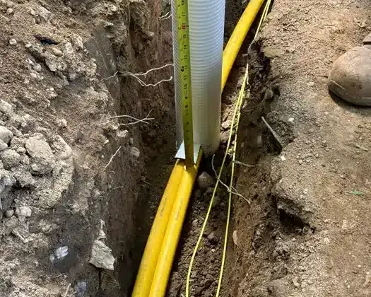 Underground piping and electrical conduit for pool installation in Long Island.